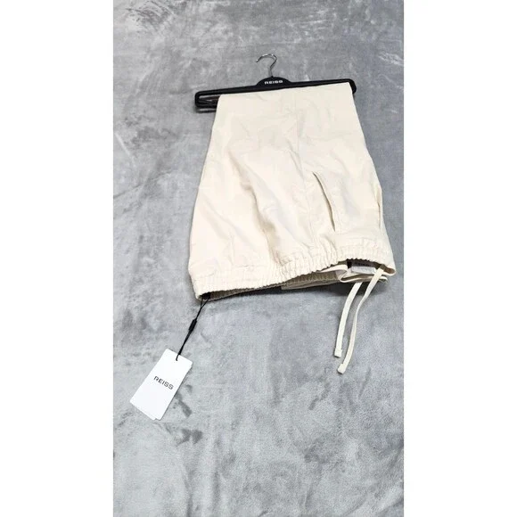 REISS Brighton Relaxed Drawstring Trousers Turn-Ups Ecru Size 32 NWT